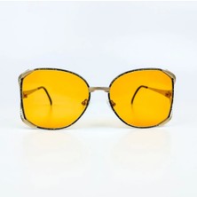 Old Space Vintage Vintage Güneş Gözlüğü – Turuncu UV400 Camlı – Altın Siyah Desenli 80’ler  Model OSV604