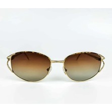 Old Space Vintage Güneş Gözlüğü – Kahverengi Degrade Camlı Retro Model – Desenli Saplı Gold Çerçeve OSV606