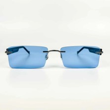 Old Space Vintage Vintage Güneş Gözlüğü – 1990 Retro Siyah Çerçeve & Mavi Cam Gözlük OSV651