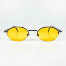 Old Space Vintage Vintage Güneş Gözlüğü – 90'lar Retro – Gümüş Metal Çerçeve, Sarı Cam