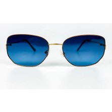 Old Space Vintage Vintage Güneş Gözlüğü – 80'ler Retro – Gold Metal Çerçeve, Füme Mavi Polarize Cam