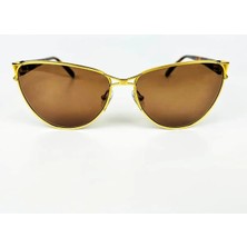 Old Space Vintage Vintage Güneş Gözlüğü – 90’lar Retro – Gold Metal Çerçeve, Kahverengi Cam