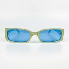 Old Space Vintage Vintage Güneş Gözlüğü – 1990 Retro Mint Yeşil Kemik Çerçeve & Mavi Camlı Gözlük OSV681