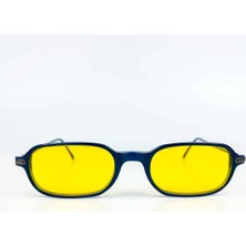 Old Space Vintage Vintage Güneş Gözlüğü – 1990 Retro Lacivert Kemik Çerçeve & Sarı Camlı Gözlük OSV684