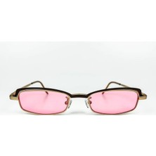 Old Space Vintage Vintage Güneş Gözlüğü – 90’lar Retro – Gold Metal Çerçeve, Pembe Cam