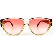 Old Space Vintage Vintage Güneş Gözlüğü – 80’ler Retro – Kırmızı Desenli Kemik Çerçeve, Pembe Degrade Cam