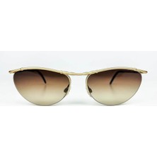 Old Space Vintage Vintage Güneş Gözlüğü – 90’lar Retro – Gold Metal Çerçeve, Kahverengi Degrade Cam