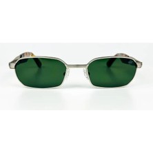 Old Space Vintage Vintage Güneş Gözlüğü – 90’lar Retro – Gümüş Metal Çerçeve, Füme Yeşil Cam