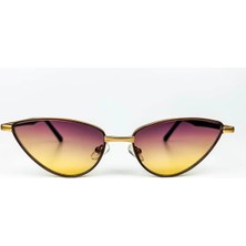 Old Space Vintage Vintage Güneş Gözlüğü – 2000’LER Retro – Gold Metal Çerçeve, Mor-Sarı Degrade Cam
