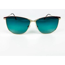 Old Space Vintage Vintage Güneş Gözlüğü – 80’ler Retro – Gold Metal Çerçeve, Turkuaz Polarize Cam