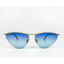 Old Space Vintage Vintage Güneş Gözlüğü – 90'lar Retro – Gold Metal Çerçeve, Mor-Mavi Degrade Cam