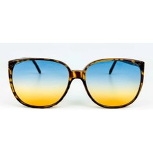 Old Space Vintage Vintage Güneş Gözlüğü – 80'ler Retro Kahverengi Kemik & Mavi-Turuncu Camlı Gözlük OSV701