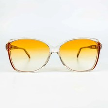 Old Space Vintage Vintage Güneş Gözlüğü – 70’ler Retro Şeffaf Desenli Çerçeve & Turuncu Degrade Cam OSV738