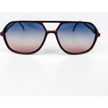 Old Space Vintage Vintage Güneş Gözlüğü – 80’ler Retro – Desenli Kemik Çerçeve, Mavi-Pembe Degrade Polarize Cam