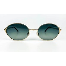 Old Space Vintage Vintage Güneş Gözlüğü – 90’lar Retro – Gold Metal Çerçeve, Füme Yeşil Polarize Cam