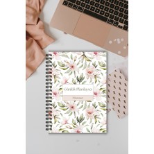 Burak Baskı Tasarım Pembe Çiçekli, A5-Günlük Planlayıcı , Daily Planner, To Do List-Konsept Not Defteri, Notepad