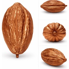 Dekoratif Kakao Meyvesi Obje 15 cm Bakır Renk Ev Ofis Salon Masa Raf Dekoru