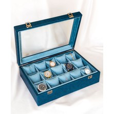 Shansora Design El Yapımı 15'li Premium Saat Kutusu, Suni Deri Kaplamalı, Camlı Özel Tasarım, Aksesuar Düzenleyici