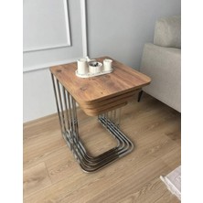 Eryalux Home Zigon 4'lü Tekerli Gümüş-Çam Zigon Sehpa