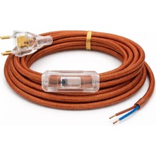 Conana Kumaş Örgü Kablolu, Arapuar Anahtarlı Fiş (2x0,50) Simli Bakır- 2 Metre