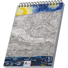 Ulu Pazarlama Van Gogh Temalı A4 Çizgisiz Eskiz Defteri - 50 Sayfa, Spiralli
