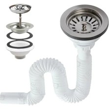 Ulu Pazarlama Esnek Lavabo Sifonu, 11 cm Geniş Başlık, 80 cm Uzunluk