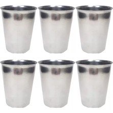 Just Cheap Store 6 Adet Paslanmaz Çelik Krom Bardak 9 x 7,5 x 5,5cm
