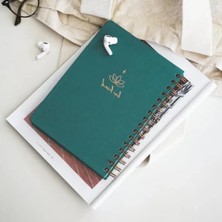 Ulu Pazarlama Keten Kapaklı A5 Spiralli Çizgili Tarihsiz Not Defteri - Koyu Yeşil