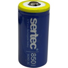 Ulu Pazarlama Sertec 3.7V Li-Ion 16340 - 850 Mah 3c Başlı Şarjlı Pil