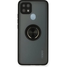 Ulu Pazarlama Oppo A15 Kılıf Montreal Yüzüklü Silikon Kapak - Siyah