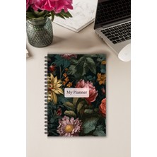 Burak Baskı Tasarım Gothic Çiçekler A5 Boy Günlük Planlayıcı , Daily Planner, To Do List-Konsept Not Defteri
