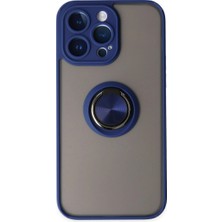 Ulu Pazarlama Apple Iphone 14 Pro Max Kılıf Montreal Yüzüklü Silikon Kapak - Lacivert