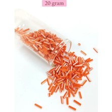 Royaleks Group Uzun Boru Kesme Boncuk Çap 2mm Uzunluk 10 mm - 20 Gram - Turuncu Beyaz - BNC255