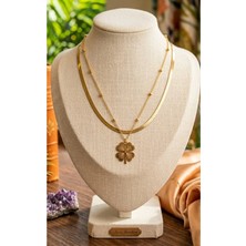 Meyra Accessories Yonca Ikili Şık Tasarımlı Çelik Kolye Büyük Boy Paslanmaz Kararmaz Hediyelik Çelik Kolye A Kalite