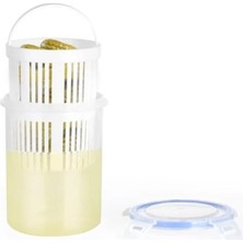 Ulu Pazarlama Zeytinlik ve Turşuluk Saklama Kabı | 1,5 Litre | Süzgeçli ve Klipsli Kapak