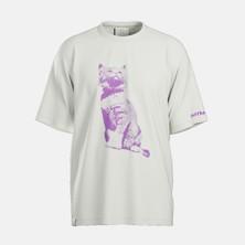 Purple Cat Unisex Regular Kesim %100 Pamuk Kedili Tişört