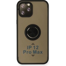 Ulu Pazarlama Apple Iphone 12 Pro Max Kılıf Montreal Yüzüklü Silikon Kapak - Siyah