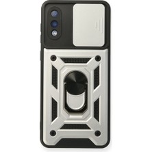 Ulu Pazarlama Samsung Galaxy A02 Kılıf Pars Lens Yüzüklü Silikon - Gümüş