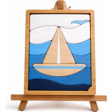 Doğal Ahşap Yelkenli Puzzle  Bebek Çocuk Odası Dekor Fotoğraf Çekimi