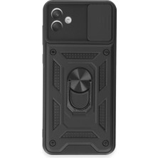 Ulu Pazarlama Samsung Galaxy A04E Kılıf Pars Lens Yüzüklü Silikon - Siyah