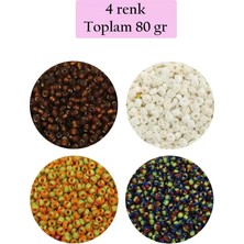 Royaleks Group Dökme Cam Kum Boncuk (11/0) 2 mm - 4 Renk - Toplam 80 Gram -  BNC406