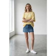 Mersi Kadın Sırt Dekolteli Dantel Detaylı Bağlamalı Kısa Kollu Tişör