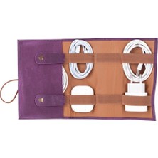 Deri Kablo Aksesuar Taşıma Çantası Antik Mor