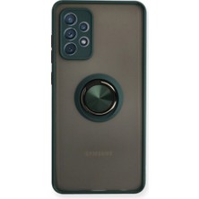 Magicool Samsung Galaxy A72 Kılıf Montreal Yüzüklü Silikon Kapak - Yeşil