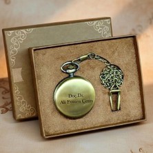 Keyfim Shop Kişiye Özel Retro Vintage Gold Renkli Köstekli Cep Saati