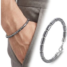 Moncuk Design Boru Hematit Ayaranabilir Çelik Zincir Bileklik 33512B10D6