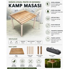 Mervish Decor Dayanıklı Ahşap Kamp ve Piknik Masası  (Taşıma Çantalı, Demonte) 50X60X52CM