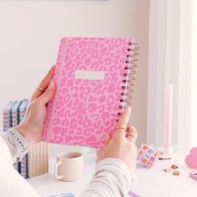 Ulu Pazarlama Pembe Leopar Desenli Süresiz Renkli Planlayıcı Ajanda, Motivasyon Sayfalarıyla