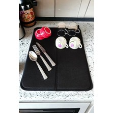 Ulu Pazarlama Kaymaz Tabanlı Katlanabilir Bulaşık Kurutma Matı - 49X40 cm - Siyah