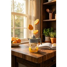 Zuri Design Cam Narenciye Sıkacağı Gri Kapaklı ve Kulplu Şeffaf Tasarım Küçük Limonluk